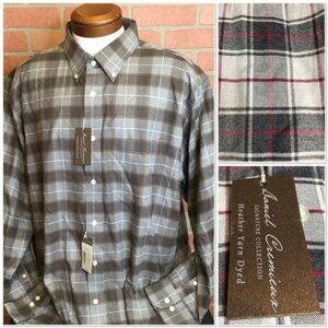 Daniel Cremieux Signature Collection Mens Flannel Shirt Gray Plaid Size M